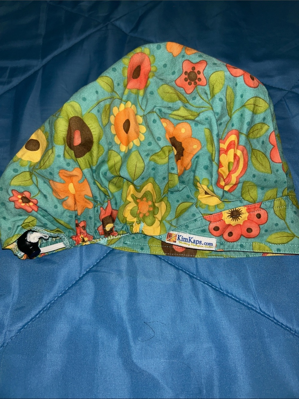 KimKaps Floral Bouffant style Scrub Cap in Teal